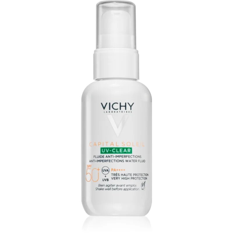 Vichy Capital Soleil UV-Clear ingrijire anti-rid pentru tenul gras predispus la acnee SPF 50+ 40 ml