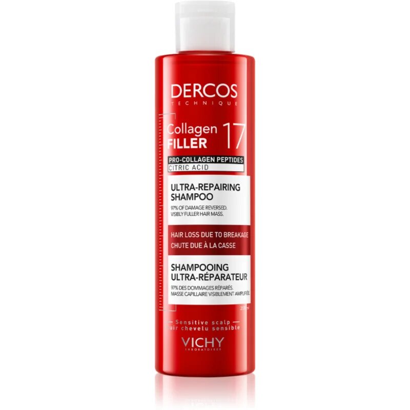 Vichy Dercos Collagen Filler 17 Sampon de restaurare in profunzime împotriva părului fragil 200 ml