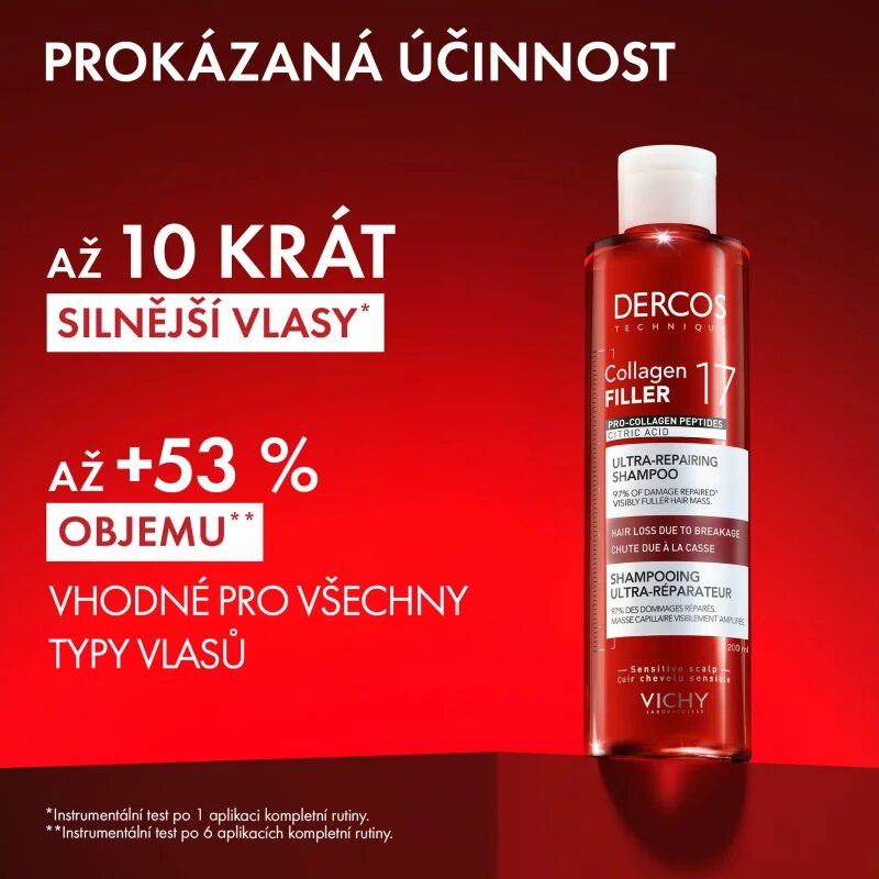 Vichy Dercos Collagen Filler 17 Sampon de restaurare in profunzime împotriva părului fragil 200 ml