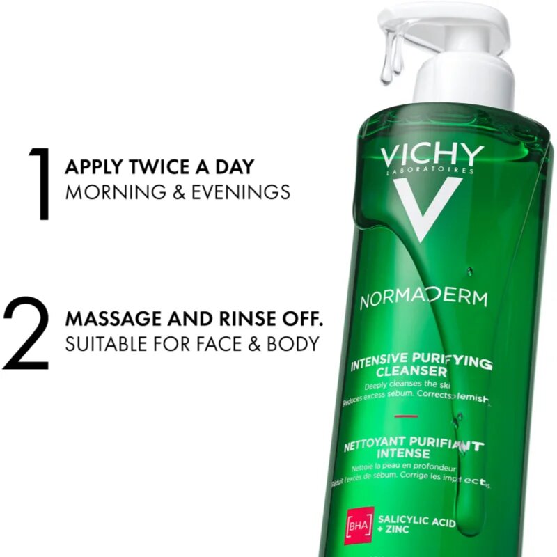 Vichy Normaderm Phytosolution gel intens pentru curatare impotriva imperfectiunilor pielii cauzate de acnee 400 ml