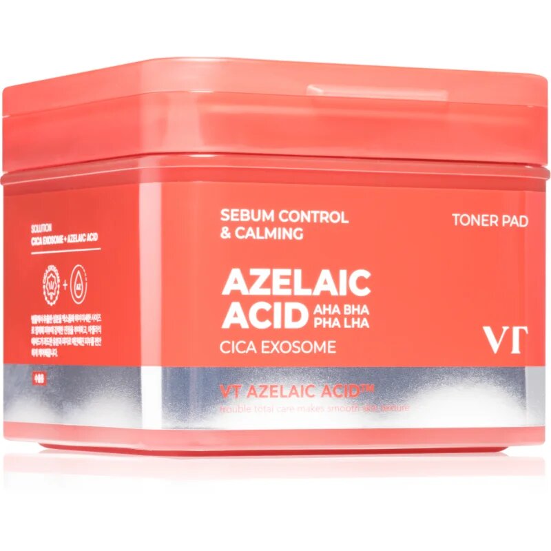 VT Cosmetics Azelaic Acid Sebum Control & Calming Toner Pad dischete de tonifiere nutritie si hidratare 60 buc