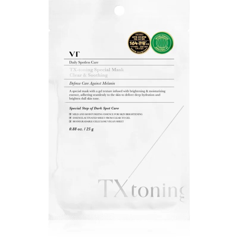 VT Cosmetics TX-Toning Special Mask mască textilă hidratantă pentru piele cu hiperpigmentare 25 g