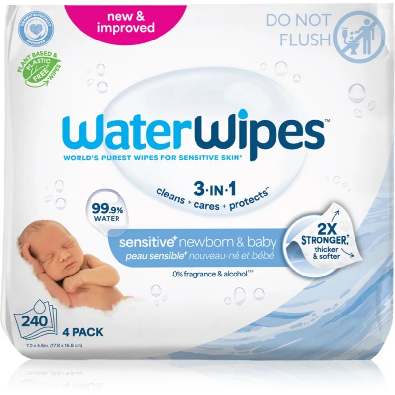 WaterWipes Baby Wipes 4 Pack servetele delicate pentru copii 4x60 buc