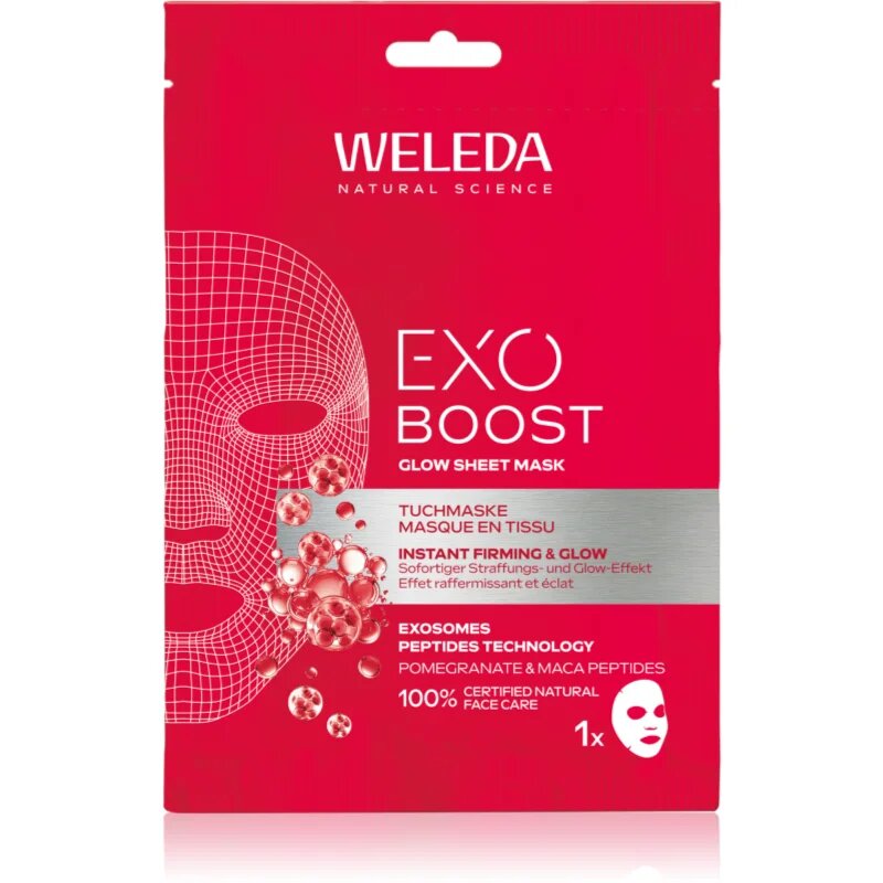 Weleda Exo Boost mască textilă iluminatoare pentru fermitatea pielii 20 ml