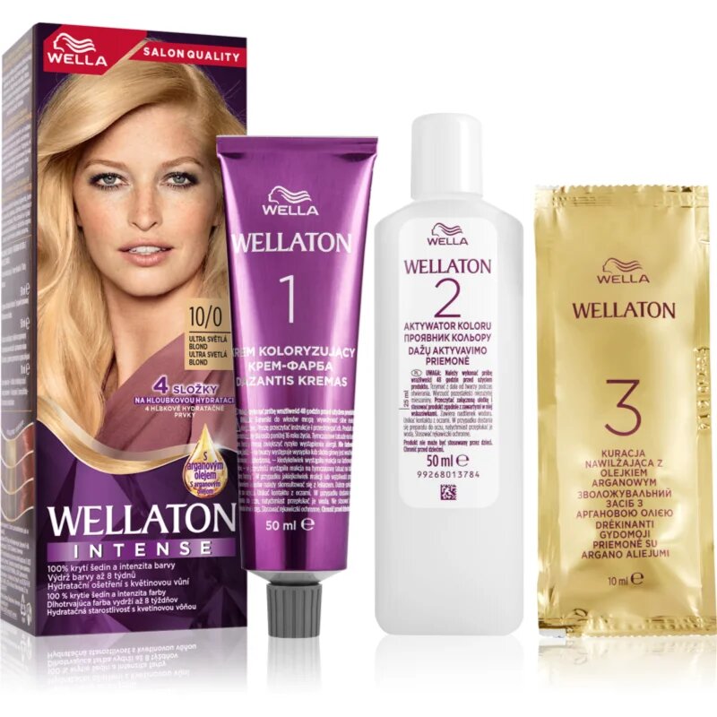 Wella ton Intense Culoare permanenta pentru par cu ulei de argan culoare 10/0 Lightest Blonde 1 buc