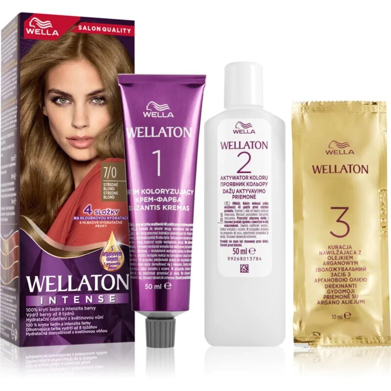 Wella ton Intense Culoare permanenta pentru par cu ulei de argan culoare 7/0 Medium Blonde 1 buc