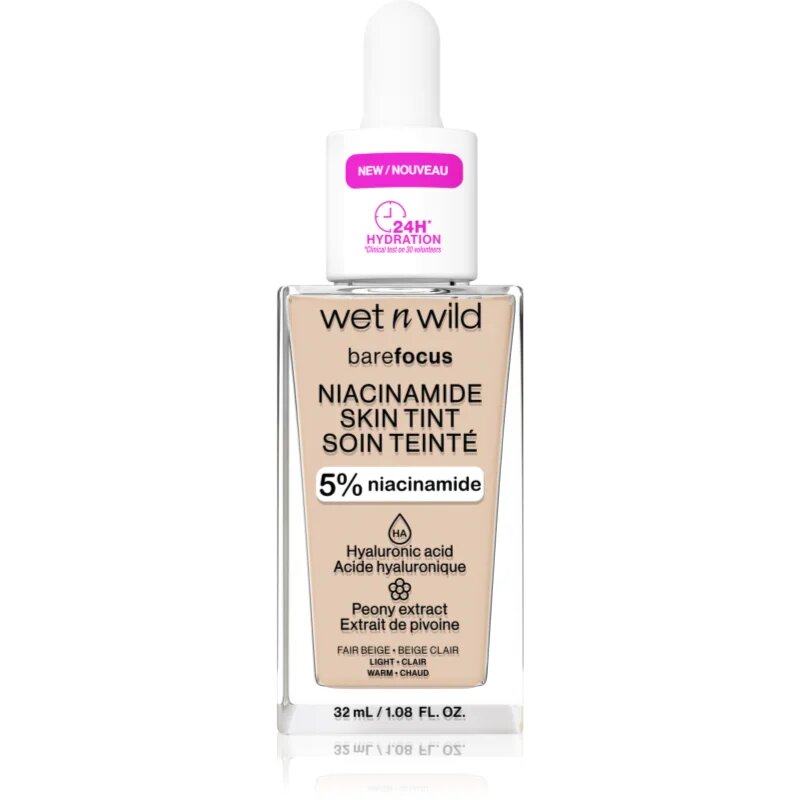 Wet n Wild BareFocus Niacinamide Skin Tint machiaj ușor de hidratare culoare Fair Beige (Warm) 32 ml
