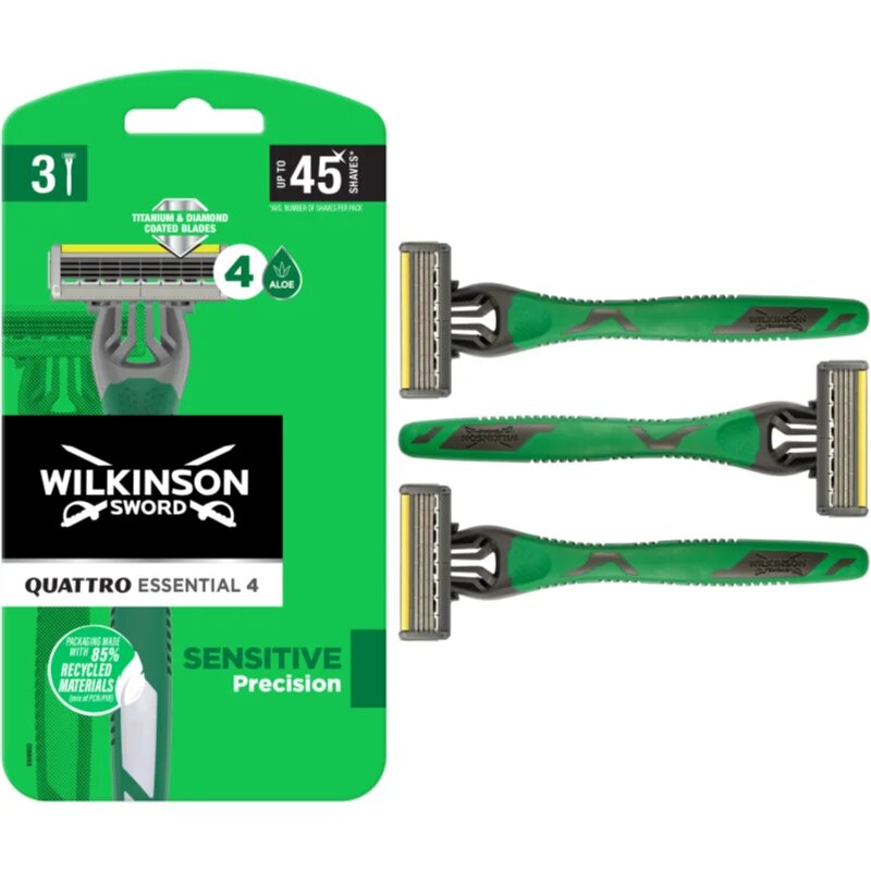 Wilkinson Sword Quattro Essential 4 Sensitive Precision aparat de ras de unică folosință 3 buc