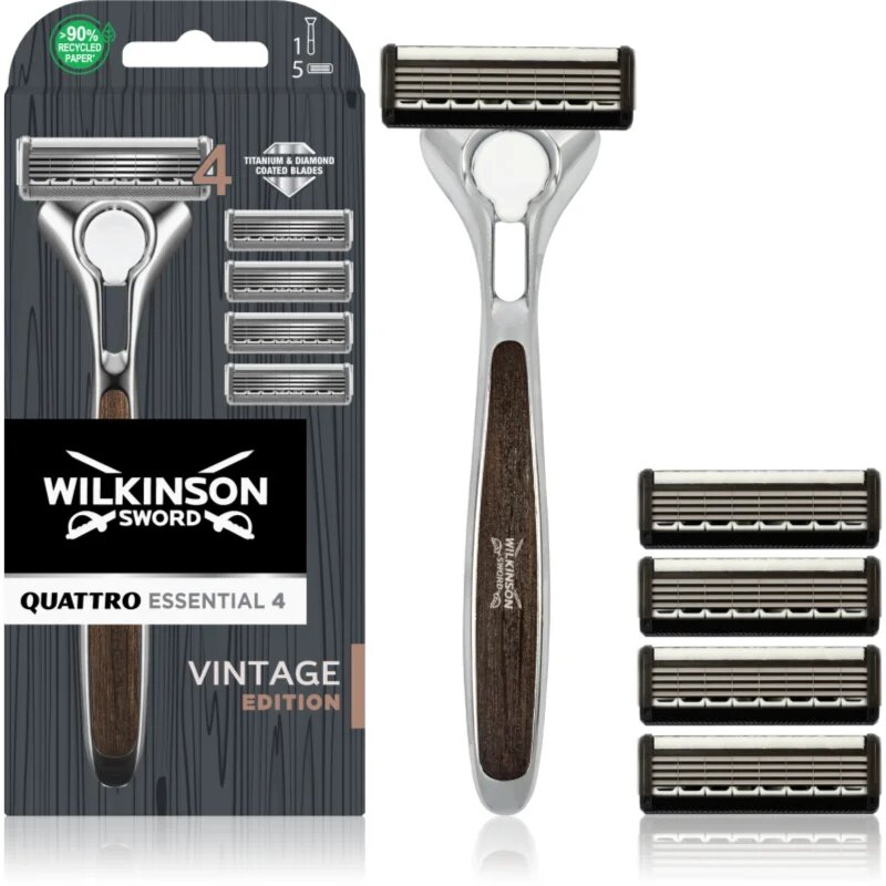 Quattro Essential 4 Titanium Vintage Aparat de ras + rezervă lame 5 pc