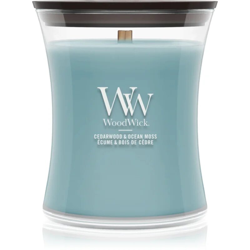Woodwick Cedarwood & Ocean Moss lumânare parfumată cu fitil din lemn 275 g