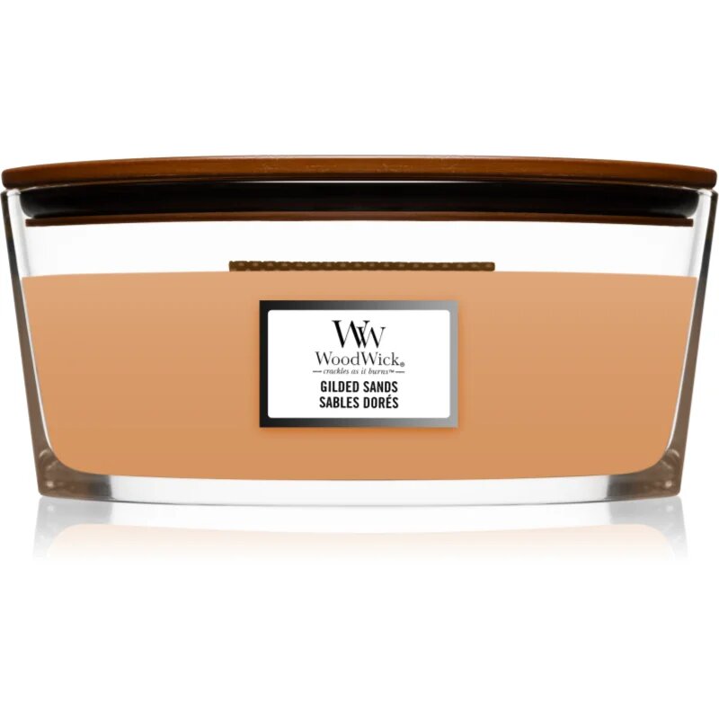 Woodwick Gilded Sands lumânare parfumată cu fitil din lemn (hearthwick) 453 g