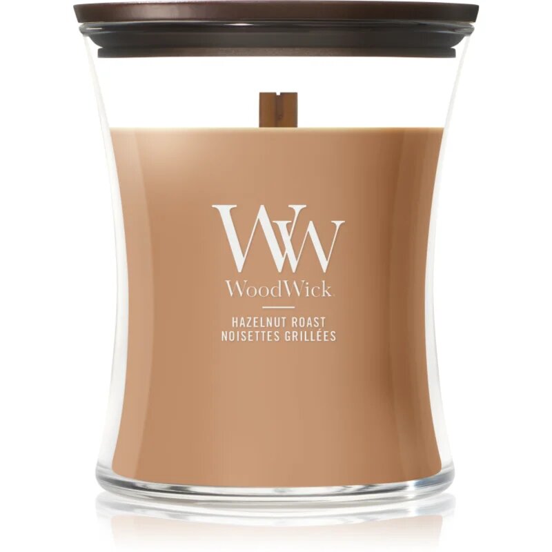 Woodwick Hazelnut Roast lumânare parfumată cu fitil din lemn 275 g