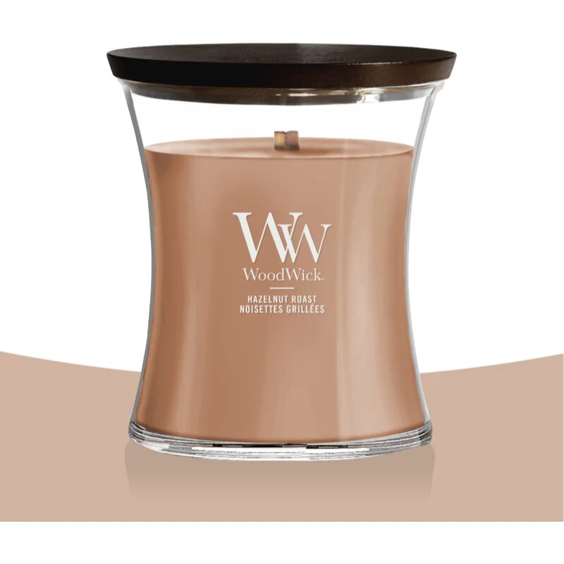 Woodwick Hazelnut Roast lumânare parfumată cu fitil din lemn 275 g
