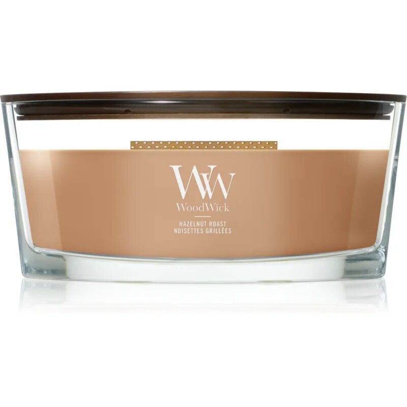 Woodwick Hazelnut Roast lumânare parfumată cu fitil din lemn 453.6 g