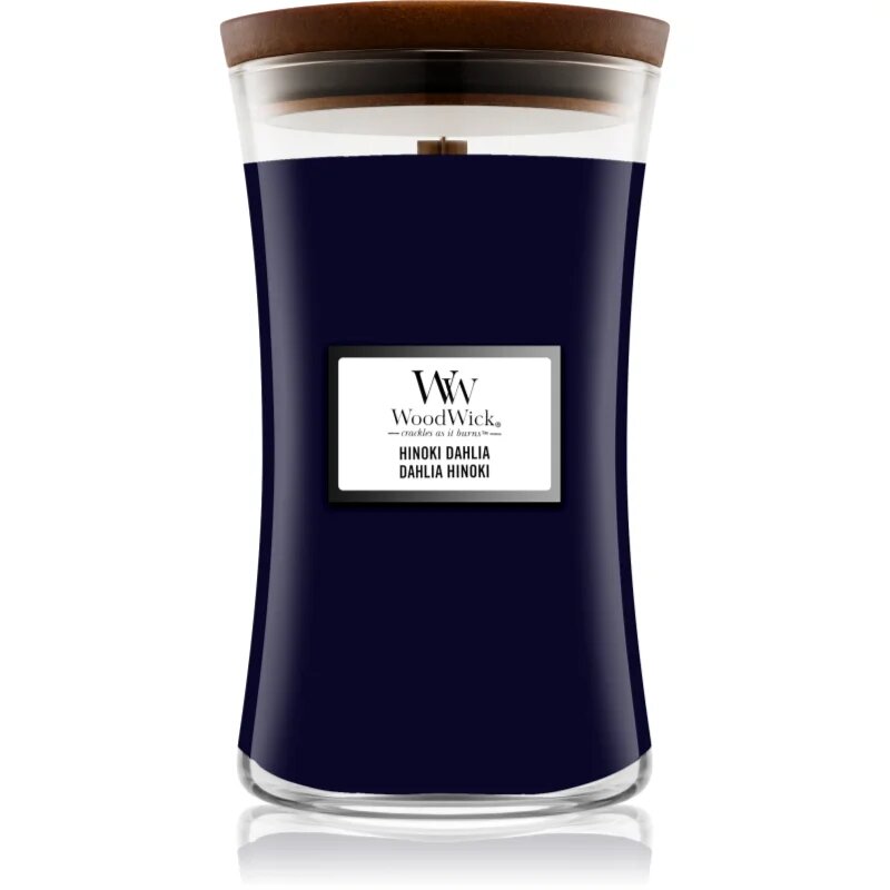 Woodwick Hinoki Dahlia lumânare parfumată cu fitil din lemn 610 g