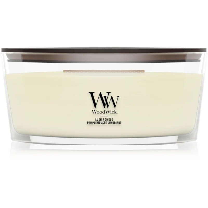 Woodwick Lush Pomelo lumânare parfumată cu fitil din lemn 453.6 g