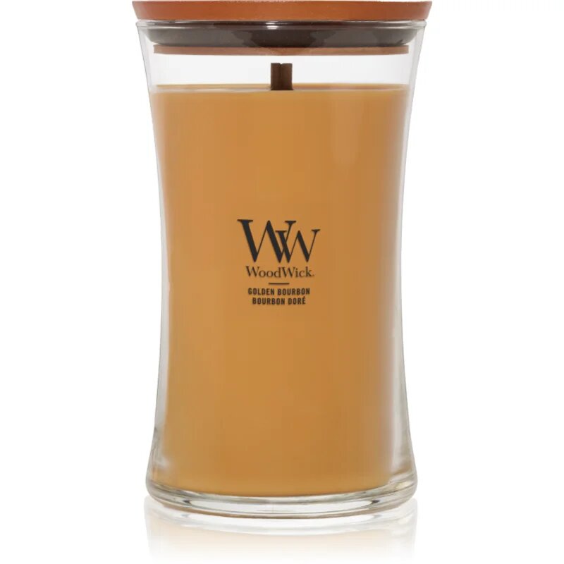 Woodwick Opulent Wood Golden Bourbon lumânare parfumată cu fitil din lemn (hearthwick) 609.5 g