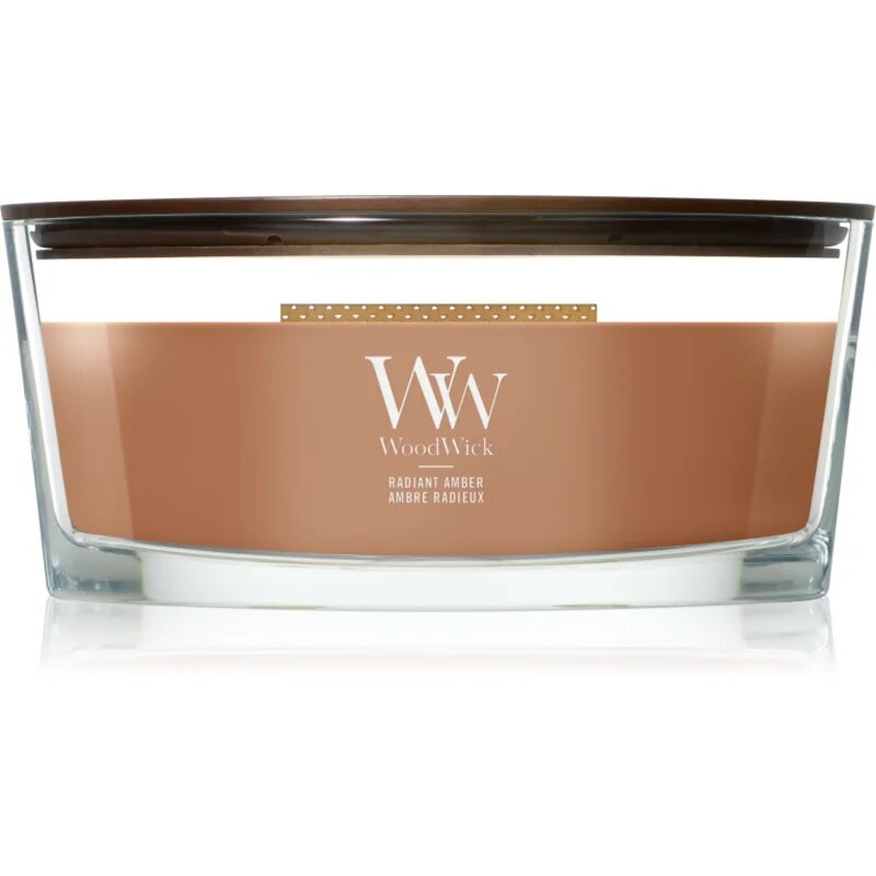 Woodwick Radiant Amber lumânare parfumată cu fitil din lemn 453.6 g