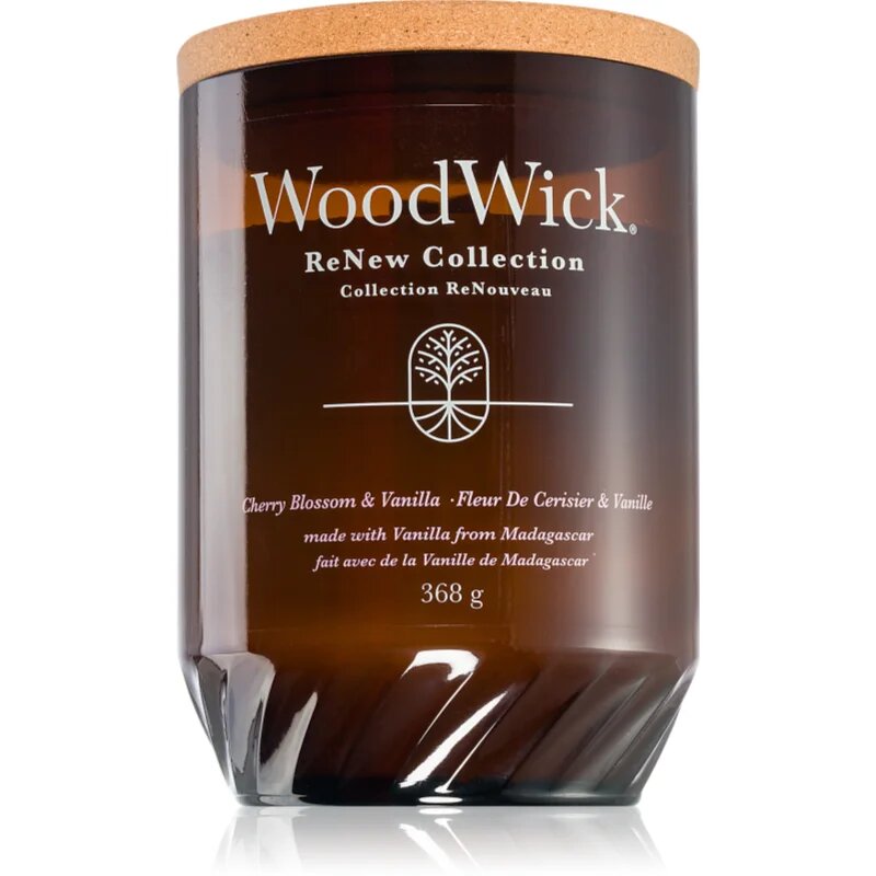 Woodwick Renew Cherry Blossom & Vanilla lumânare parfumată cu fitil din lemn 368 g