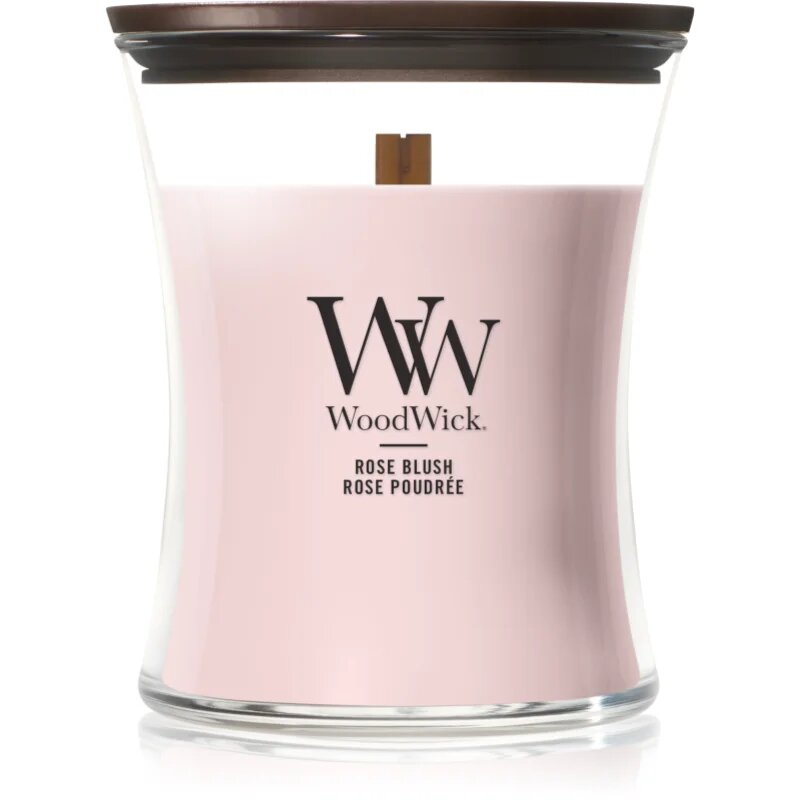 Woodwick Rose Blush lumânare parfumată cu fitil din lemn 275 g