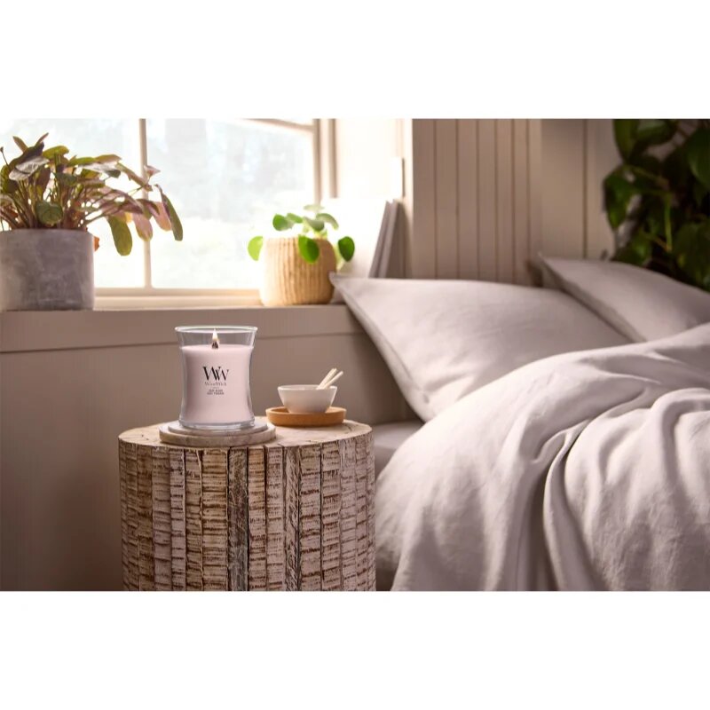 Woodwick Rose Blush lumânare parfumată cu fitil din lemn 275 g
