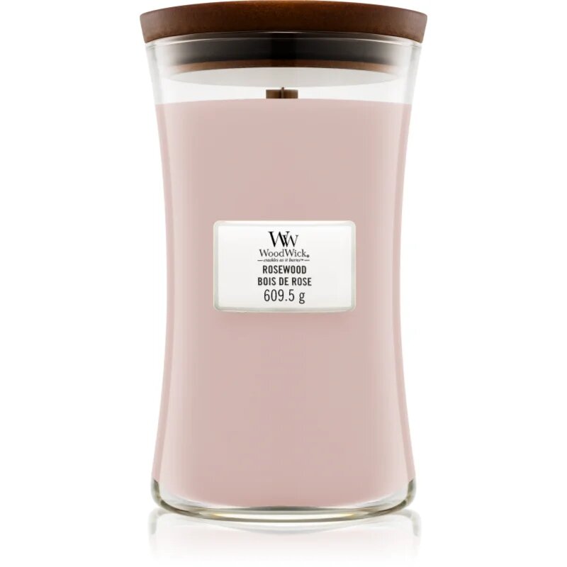 Woodwick Rosewood lumânare parfumată cu fitil din lemn 609.5 g