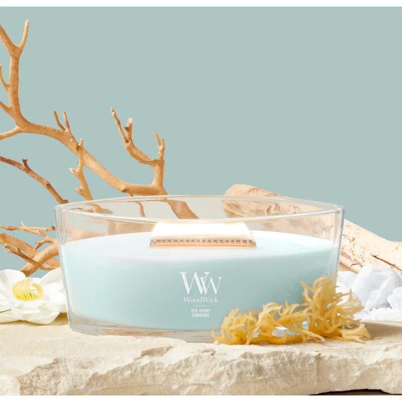 Woodwick Sea Spray lumânare parfumată cu fitil din lemn 453.6 g
