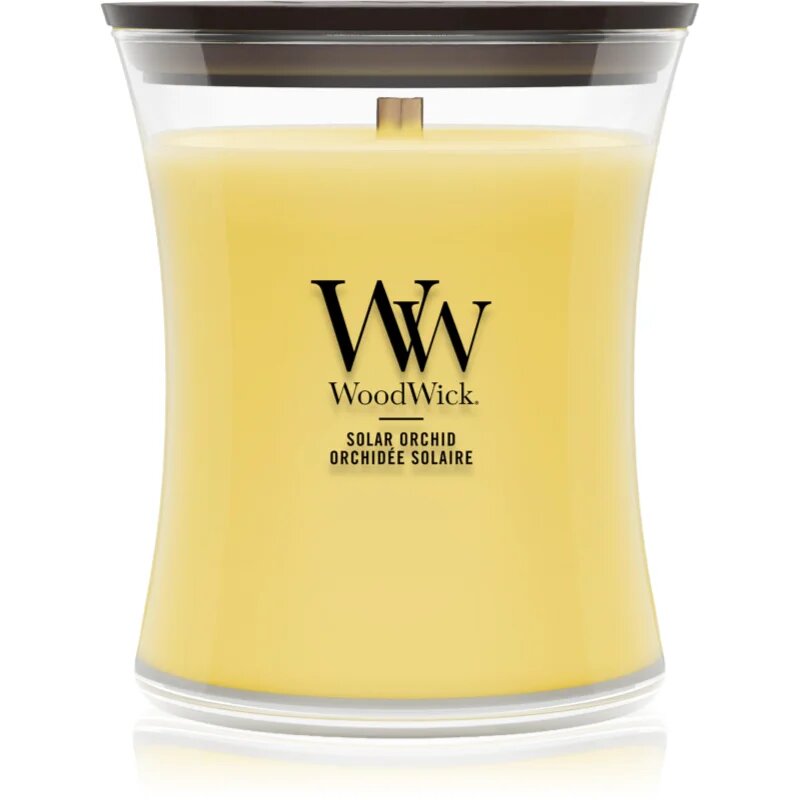 Woodwick Solar Orchid lumânare parfumată cu fitil din lemn 275 g