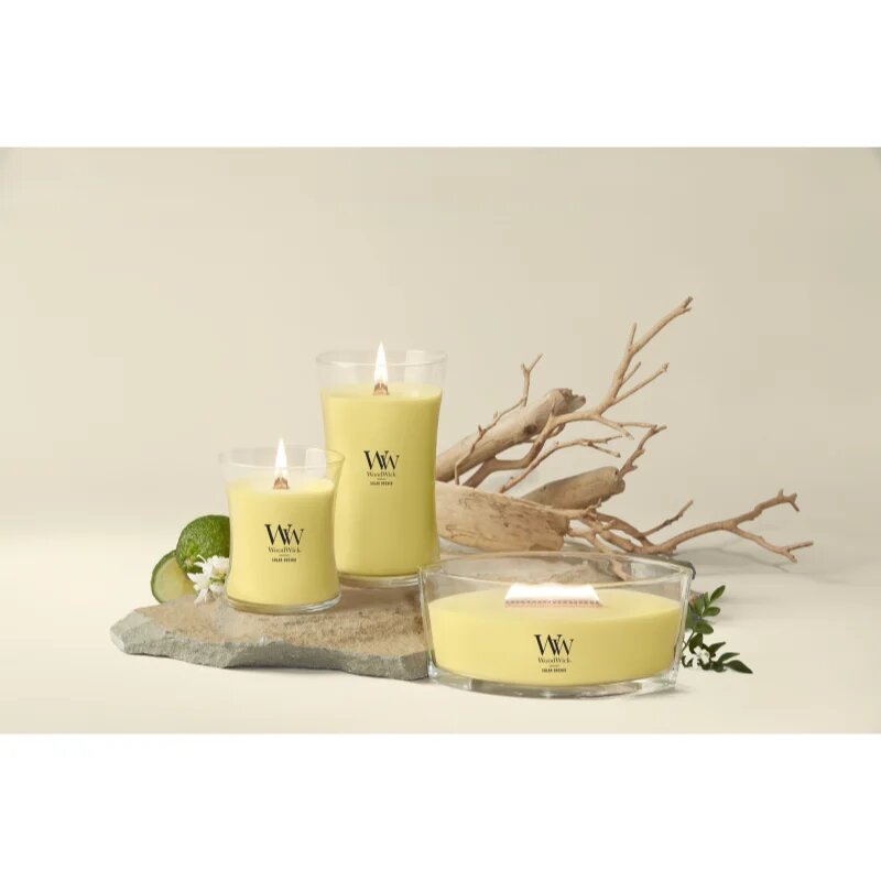 Woodwick Solar Orchid lumânare parfumată cu fitil din lemn 275 g