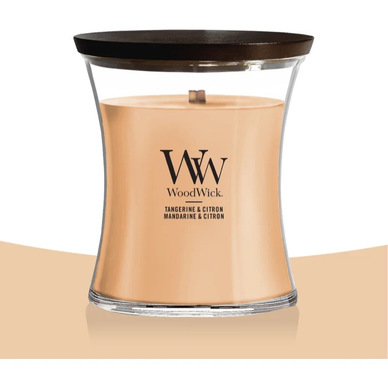 Woodwick Tangerine & Citron lumânare parfumată cu fitil din lemn 275 g