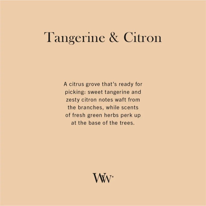 Woodwick Tangerine & Citron lumânare parfumată cu fitil din lemn 610 g