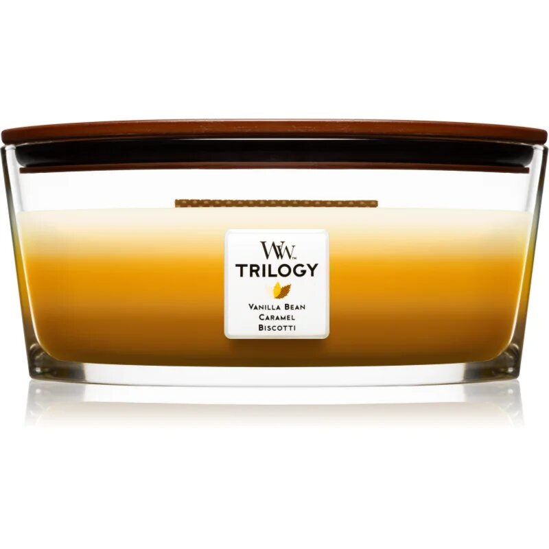Woodwick Trilogy Café Sweets lumânare parfumată cu fitil din lemn (hearthwick) 453.6 g