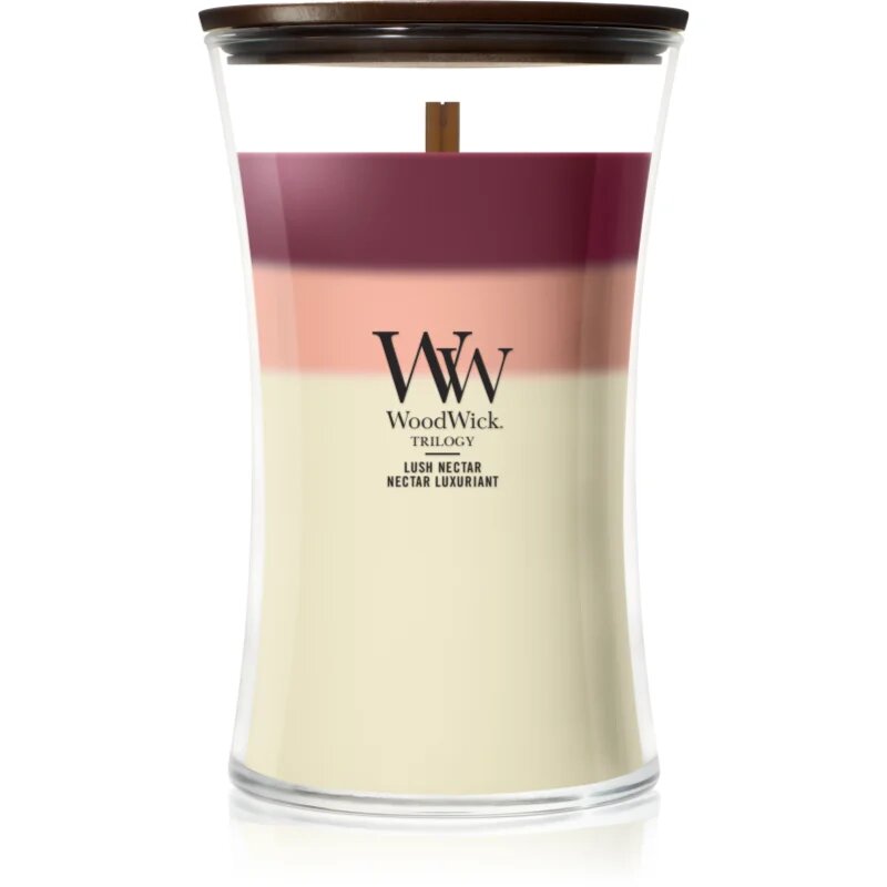 Woodwick Trilogy Lush Nectar lumânare parfumată cu fitil din lemn 610 g