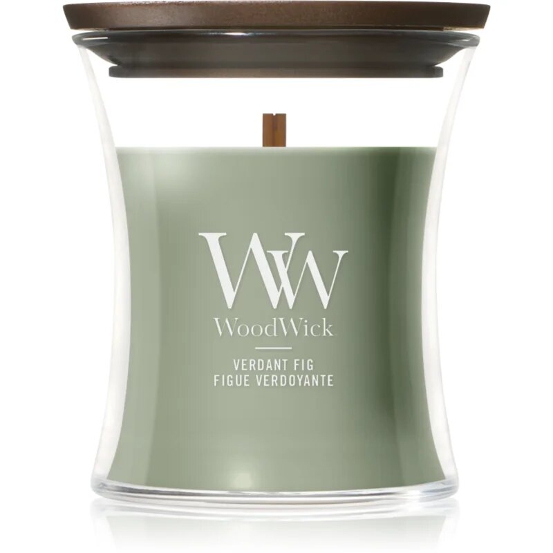 Woodwick Verdant Fig lumânare parfumată cu fitil din lemn 85 g