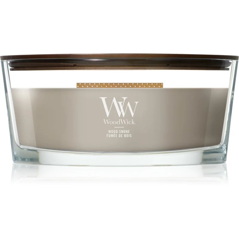 Woodwick Wood Smoke lumânare parfumată cu fitil din lemn 453.6 g