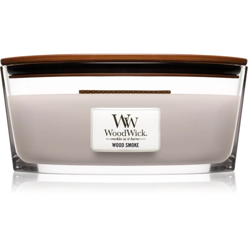 Woodwick Wood Smoke lumânare parfumată cu fitil din lemn (hearthwick) 453.6 g