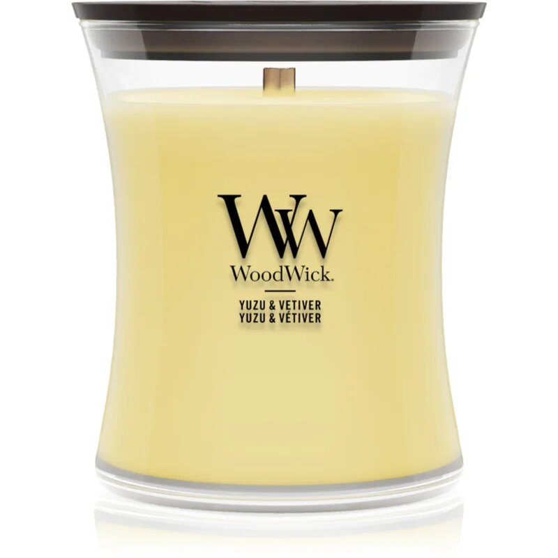 Woodwick Yuzu & Vetiver lumânare parfumată cu fitil din lemn 275 g