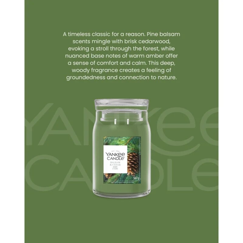 Yankee Candle Balsam & Cedar Fireside lumânare parfumată 368 g