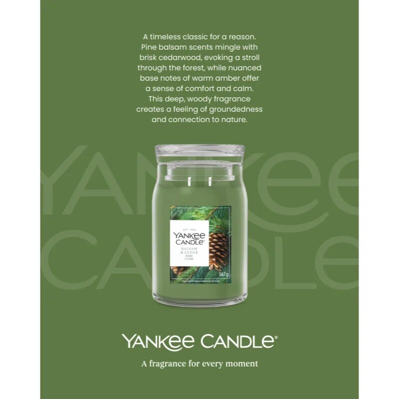Yankee Candle Balsam & Cedar Fireside lumânare parfumată 567 g