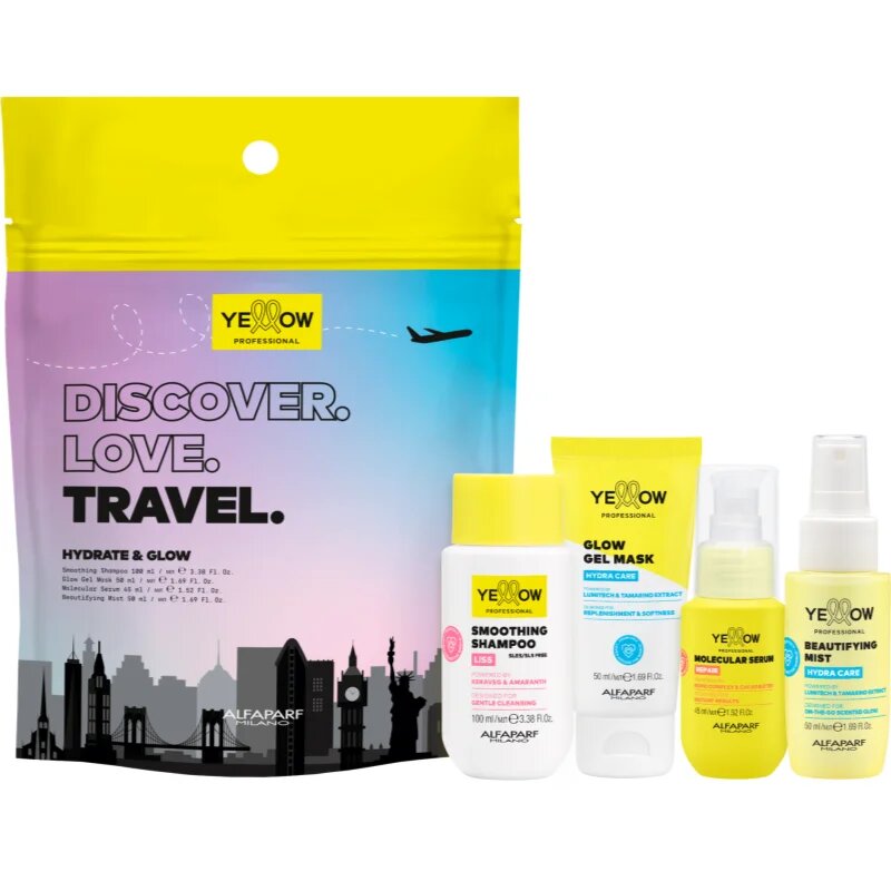 Yellow Professional Discover.Love.Travel. Set Seturi pentru voiaj pentru păr 4 buc