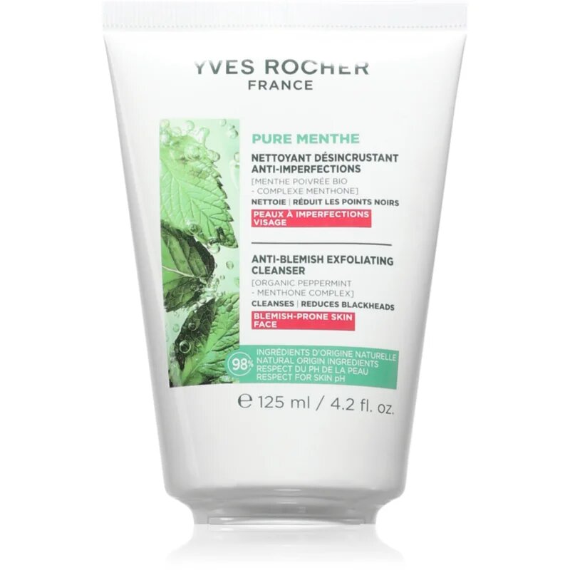 Yves Rocher Pure Menthe gel de curățare blând cu efect exfoliant 125 ml
