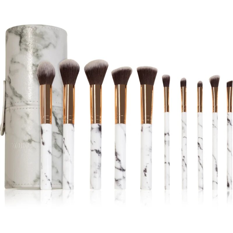 Zoë Ayla Makeup Brush Set Marble 10 Piece set de pensule cu husă