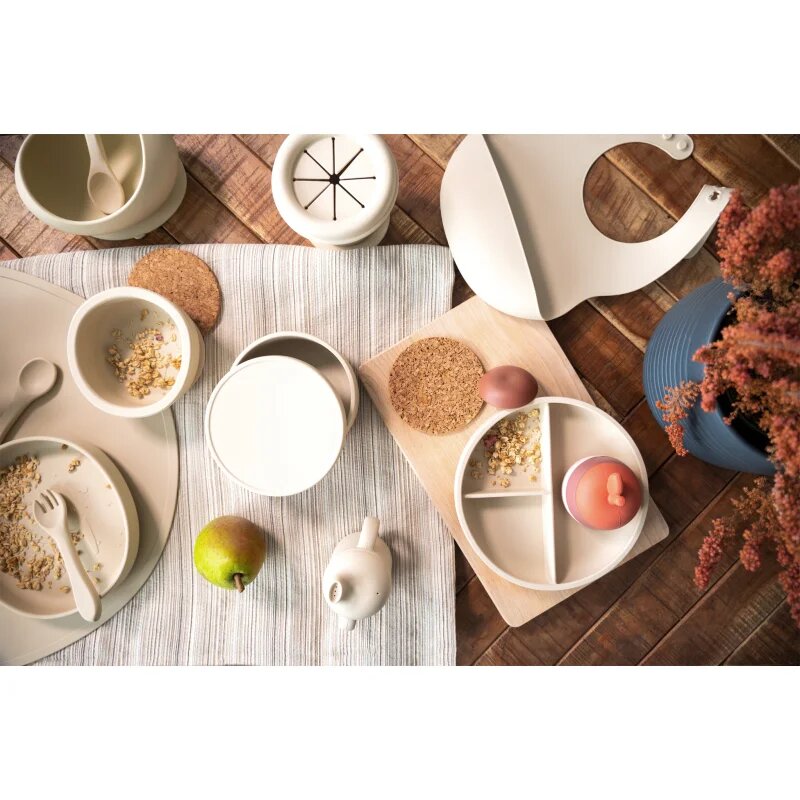 Zopa Silicone Divided Plate farfurie compartimentată cu ventuză Sand Beige 1 buc