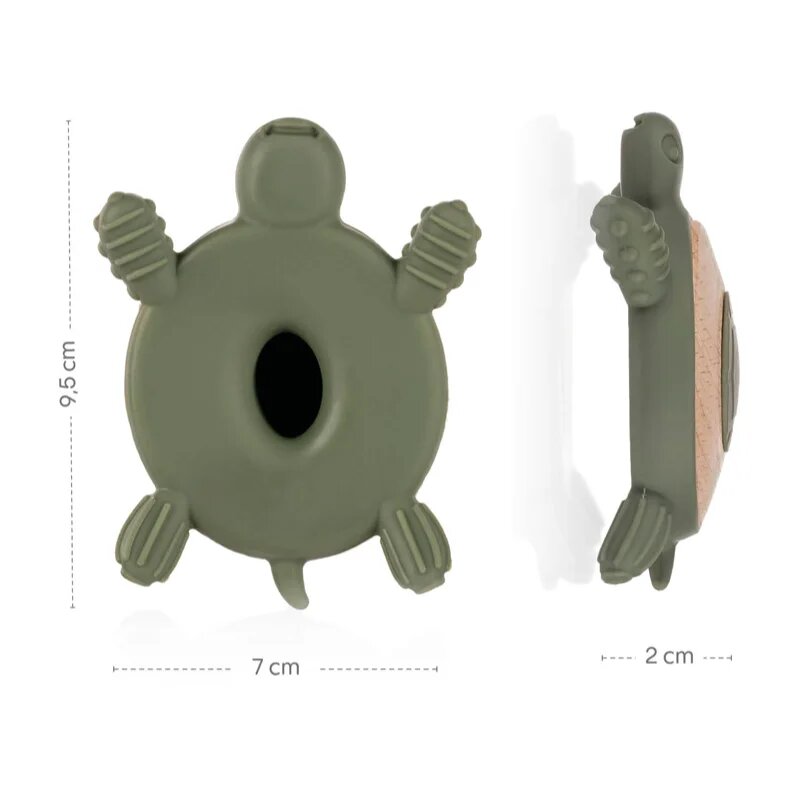Zopa Silicone Wooden Teether Turtle jucărie pentru dentiție 0 m+ Forest Green 1 buc